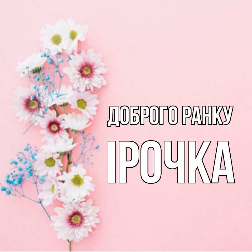 Открытка на каждый день з підписом, Ірочка Доброго ранку цветы с подписью Прикольна листівка з побажанням онлайн скачати безкоштовно 