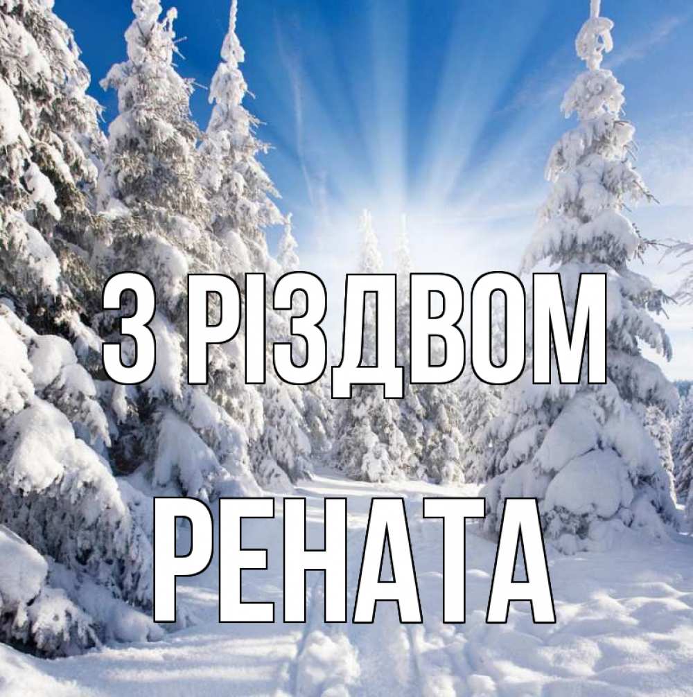 Открытка на каждый день з підписом, Рената З Різдвом зима, лес Прикольна листівка з побажанням онлайн скачати безкоштовно 