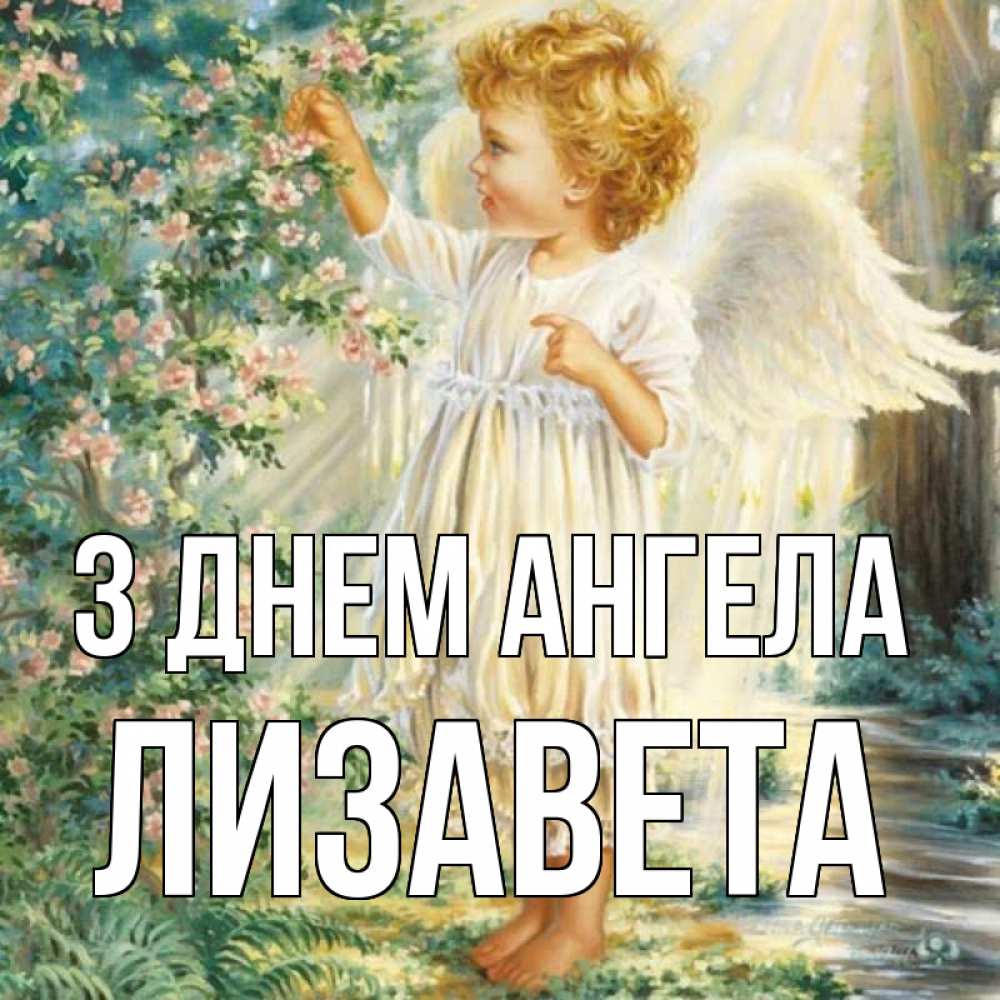 Открытка на каждый день з підписом, Лизавета З Днем ангела собирает цветы Прикольна листівка з побажанням онлайн скачати безкоштовно 