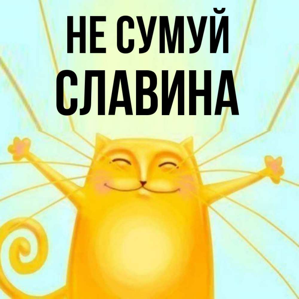 Открытка на каждый день з підписом, Славина Не сумуй обнимашки усатые Прикольна листівка з побажанням онлайн скачати безкоштовно 