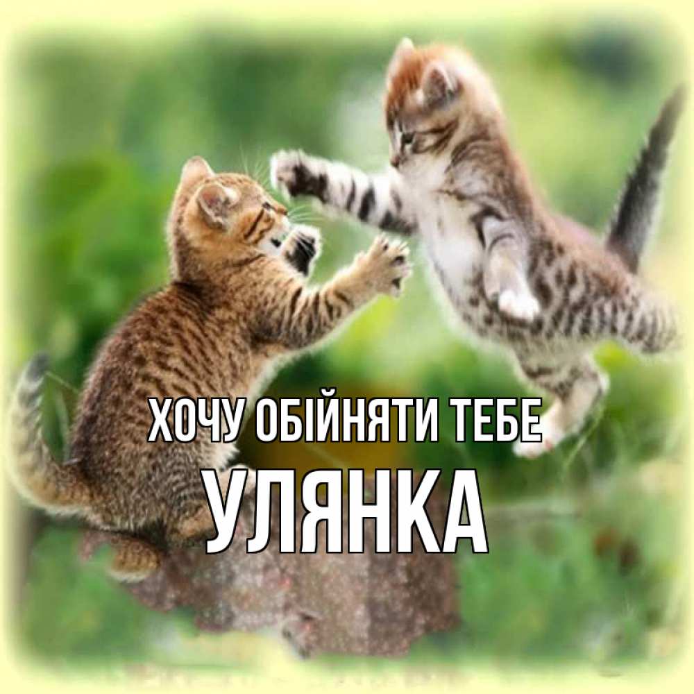 Открытка на каждый день з підписом, Улянка Хочу обійняти тебе игры котят Прикольна листівка з побажанням онлайн скачати безкоштовно 