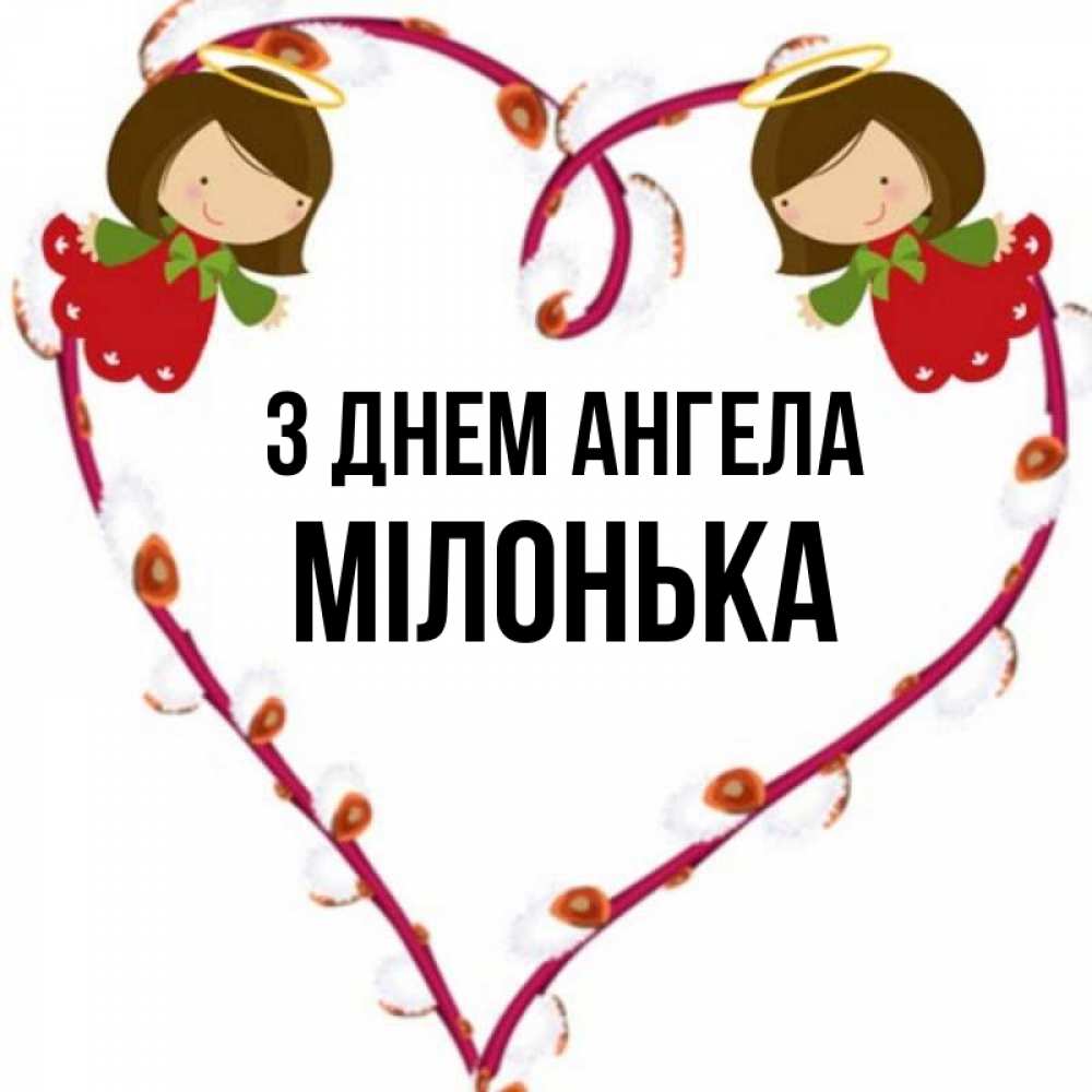 Открытка на каждый день з підписом, Мілонька З Днем ангела рамочка в виде сердца Прикольна листівка з побажанням онлайн скачати безкоштовно 