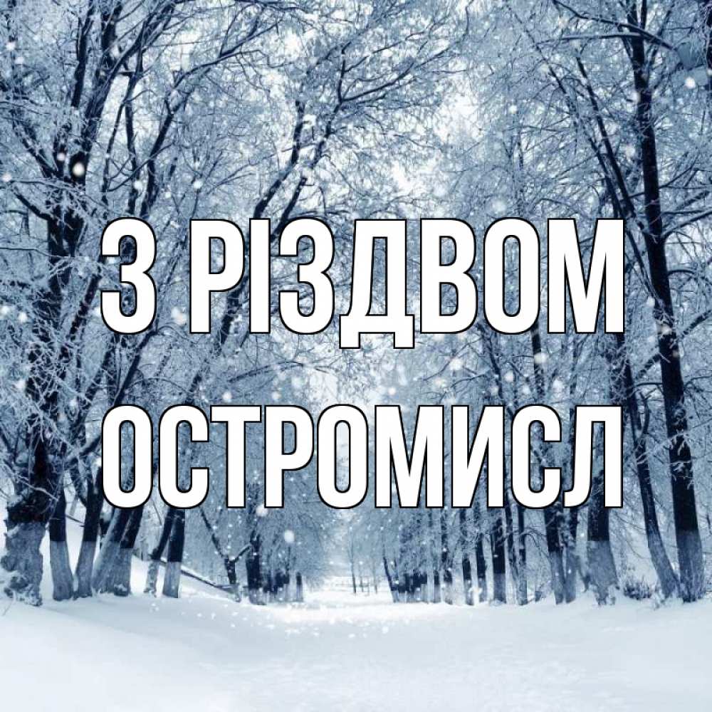 Открытка на каждый день з підписом, Остромисл З Різдвом снег, лес, парк Прикольна листівка з побажанням онлайн скачати безкоштовно 