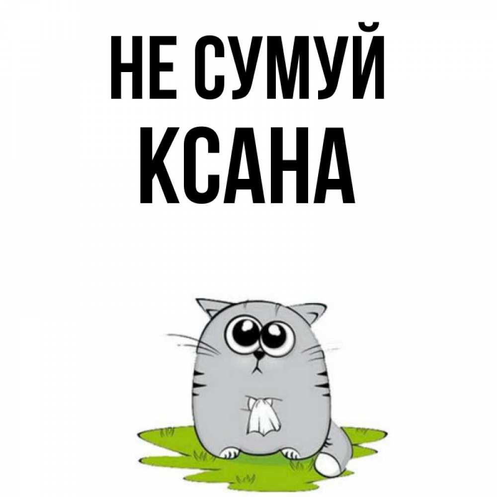 Открытка на каждый день з підписом, Ксана Не сумуй грустный котяра Прикольна листівка з побажанням онлайн скачати безкоштовно 