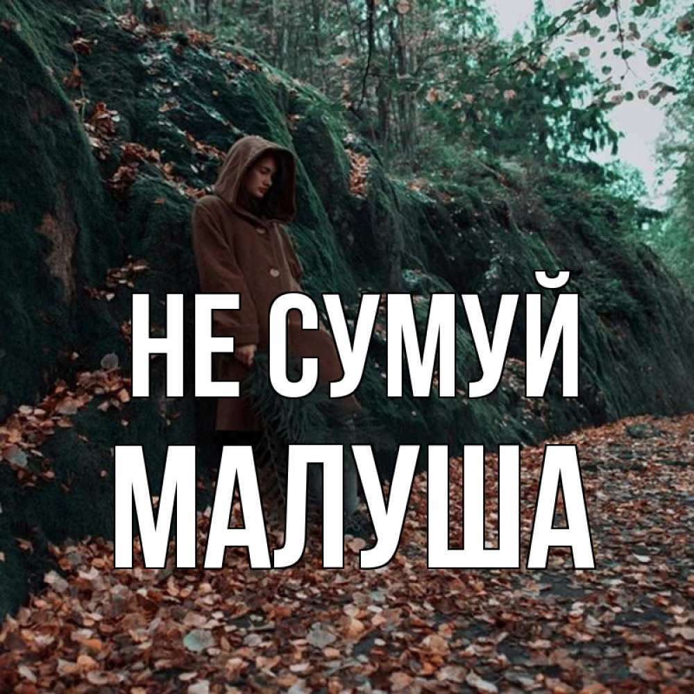 Открытка на каждый день з підписом, Малуша Не сумуй осенний лес Прикольна листівка з побажанням онлайн скачати безкоштовно 