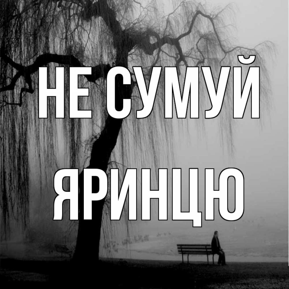 Открытка на каждый день з підписом, Яринцю Не сумуй висящие ветки дерева и лавочка под деревом Прикольна листівка з побажанням онлайн скачати безкоштовно 