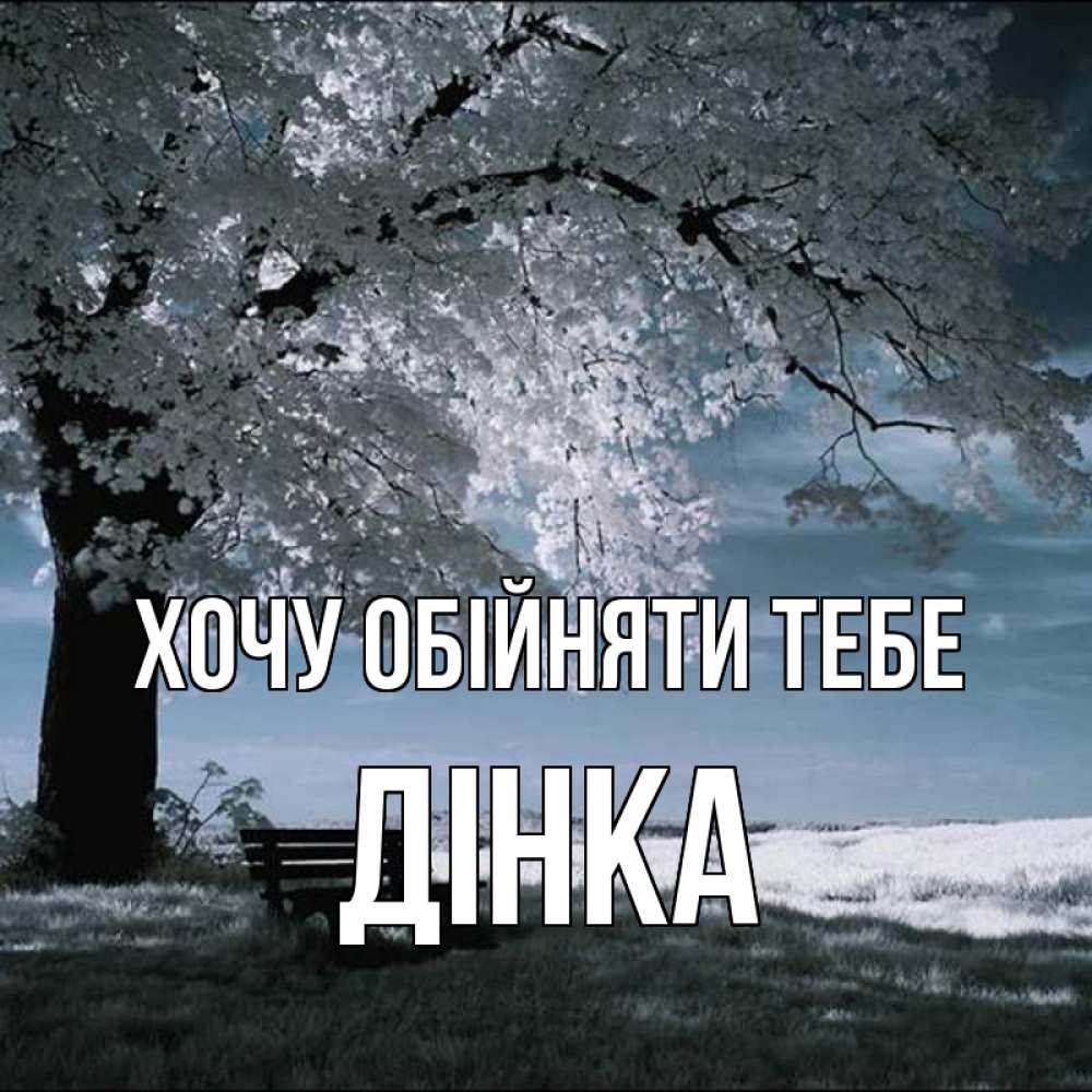 Открытка на каждый день з підписом, Дінка Хочу обійняти тебе дерево Прикольна листівка з побажанням онлайн скачати безкоштовно 
