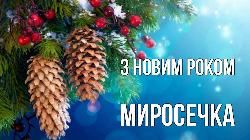 Открытка на каждый день з підписом, Миросечка З новим роком Новый год, ель, шишки Прикольна листівка з побажанням онлайн скачати безкоштовно 
