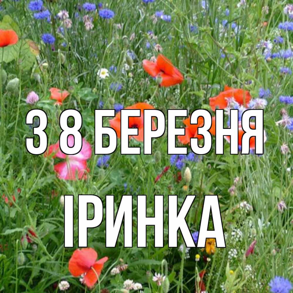 Открытка на каждый день з підписом, Іринка З 8 БЕРЕЗНЯ международный женский день 4 Прикольна листівка з побажанням онлайн скачати безкоштовно 