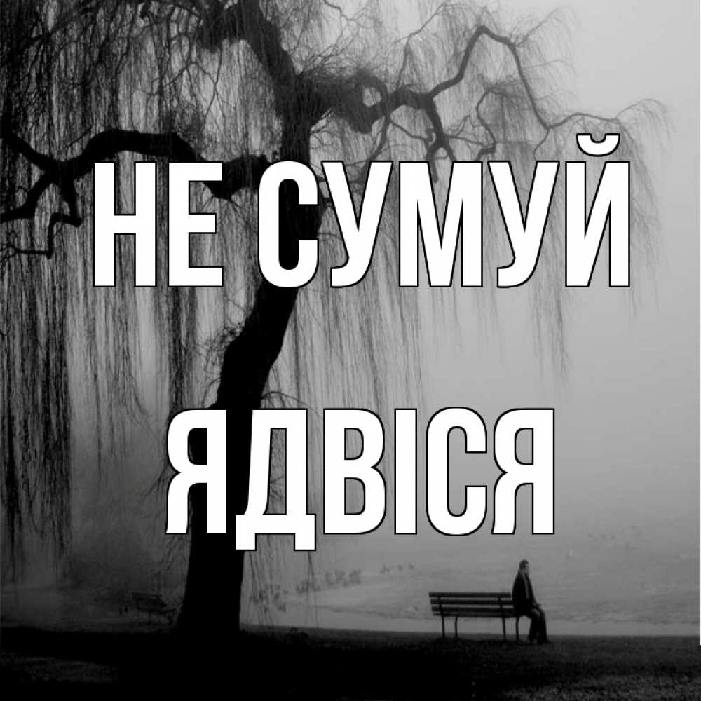 Открытка на каждый день з підписом, Ядвіся Не сумуй висящие ветки дерева и лавочка под деревом Прикольна листівка з побажанням онлайн скачати безкоштовно 