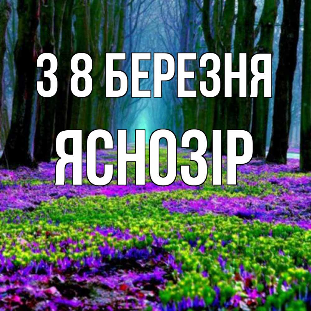 Открытка на каждый день з підписом, Яснозір З 8 БЕРЕЗНЯ фиолетовые цветы в лесу 1 Прикольна листівка з побажанням онлайн скачати безкоштовно 