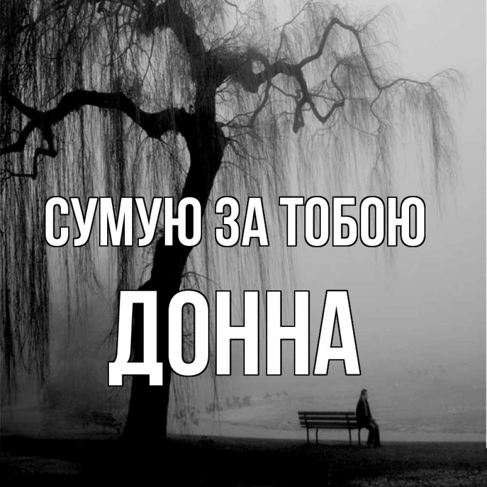 Открытка на каждый день з підписом, Донна Сумую за тобою лавочка под деревом я жду тебя Прикольна листівка з побажанням онлайн скачати безкоштовно 