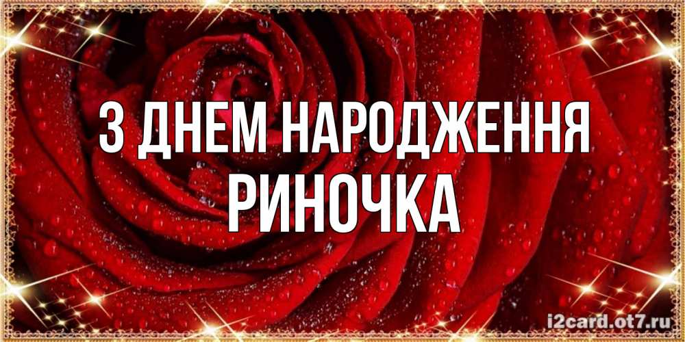 Открытка на каждый день з підписом, Риночка З Днем народження роса на розе блестящая в лучах солнца Прикольна листівка з побажанням онлайн скачати безкоштовно 