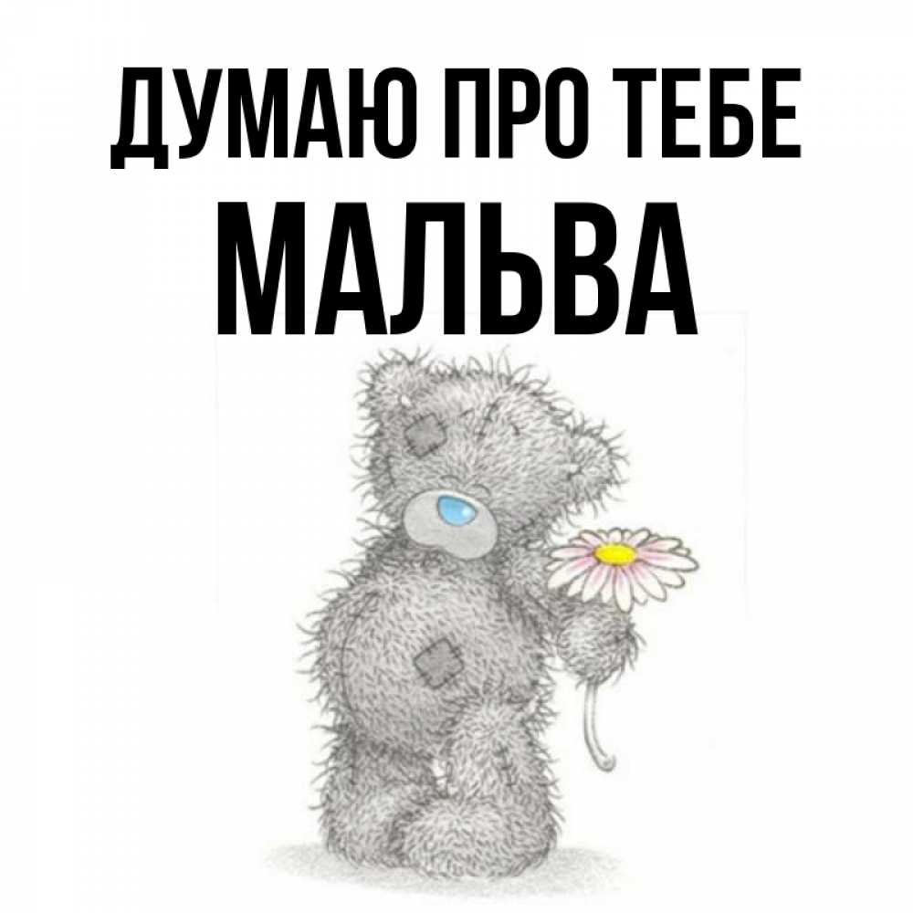 Открытка на каждый день з підписом, Мальва Думаю про тебе мысли только о тебе Прикольна листівка з побажанням онлайн скачати безкоштовно 