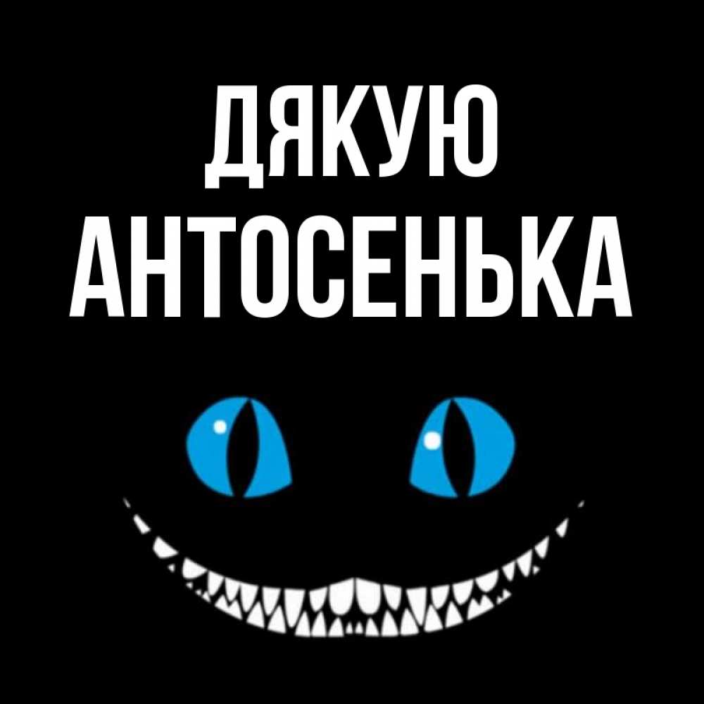 Открытка на каждый день з підписом, Антосенька Дякую благодарю от чеширика Прикольна листівка з побажанням онлайн скачати безкоштовно 