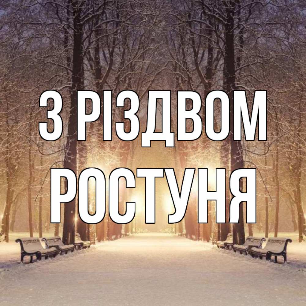 Открытка на каждый день з підписом, Ростуня З Різдвом зима, парк, фонарь, лес Прикольна листівка з побажанням онлайн скачати безкоштовно 
