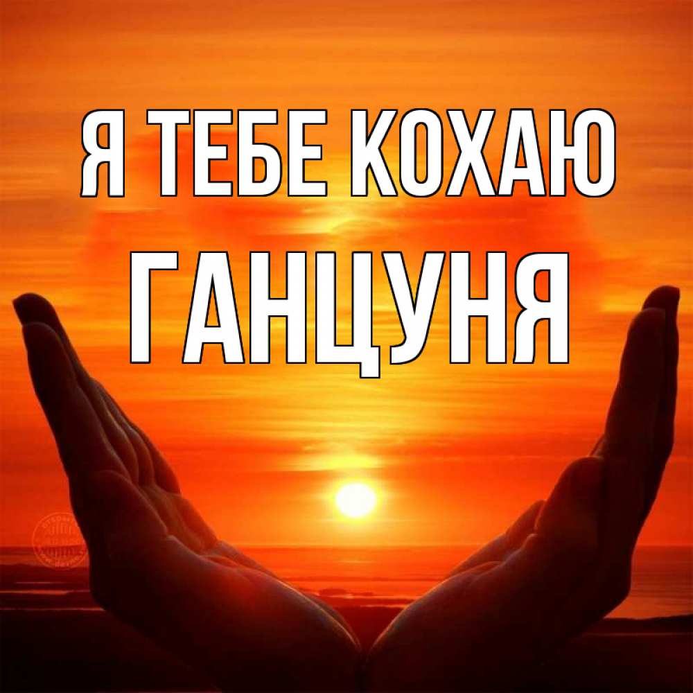 Открытка на каждый день з підписом, Ганцуня Я тебе кохаю в руках Прикольна листівка з побажанням онлайн скачати безкоштовно 