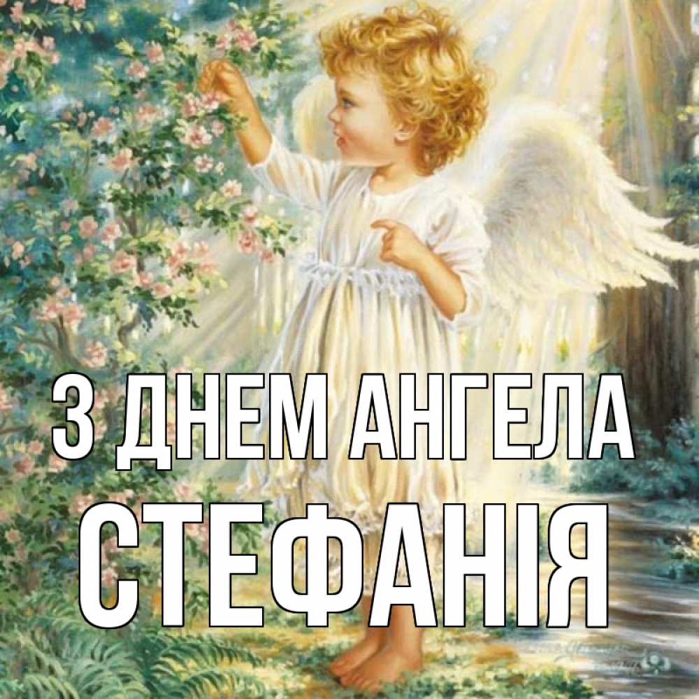 Открытка на каждый день з підписом, Стефанія З Днем ангела собирает цветы Прикольна листівка з побажанням онлайн скачати безкоштовно 