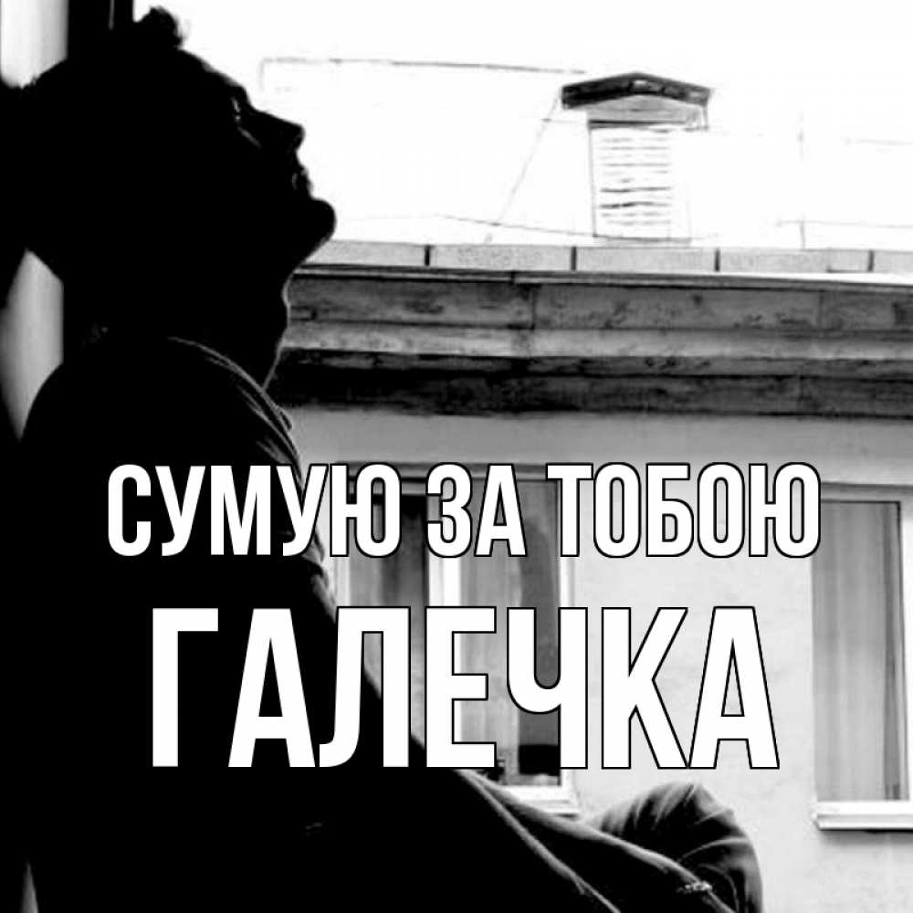 Открытка на каждый день з підписом, Галечка Сумую за тобою скучно ему Прикольна листівка з побажанням онлайн скачати безкоштовно 