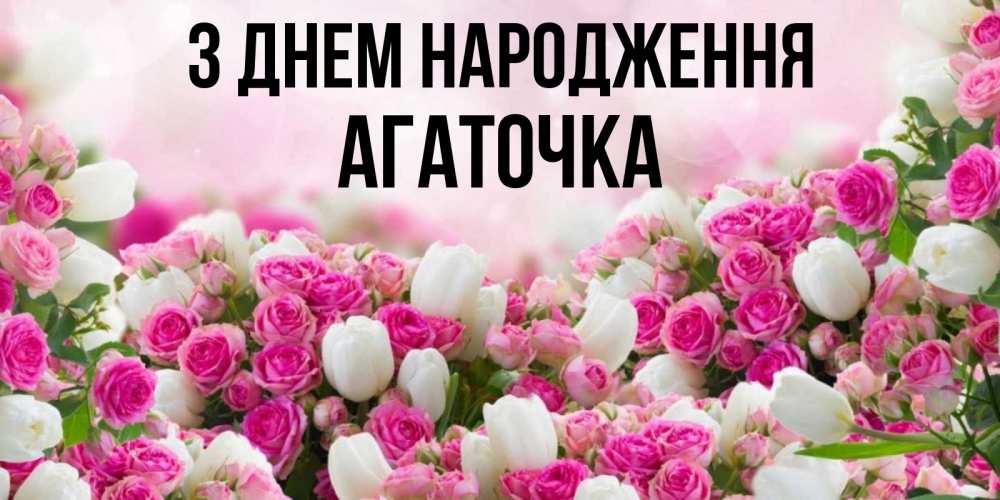 Открытка на каждый день з підписом, Агаточка З Днем народження открытка с разными розами Прикольна листівка з побажанням онлайн скачати безкоштовно 