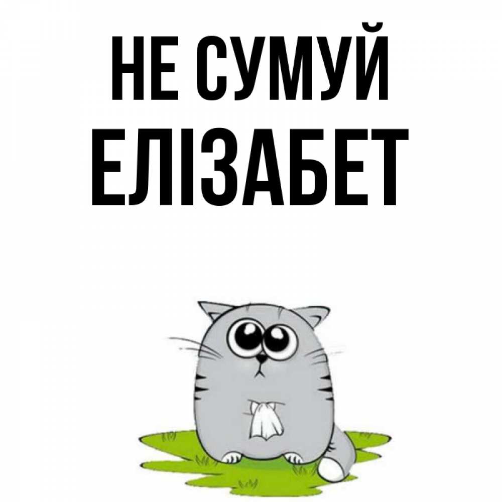 Открытка на каждый день з підписом, Елізабет Не сумуй грустный котяра Прикольна листівка з побажанням онлайн скачати безкоштовно 