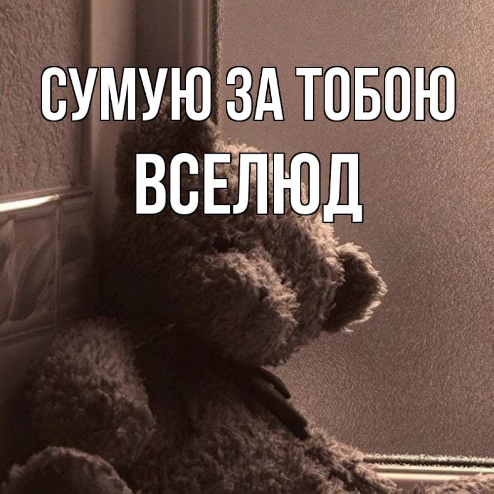 Открытка на каждый день з підписом, Вселюд Сумую за тобою скучаем тут Прикольна листівка з побажанням онлайн скачати безкоштовно 