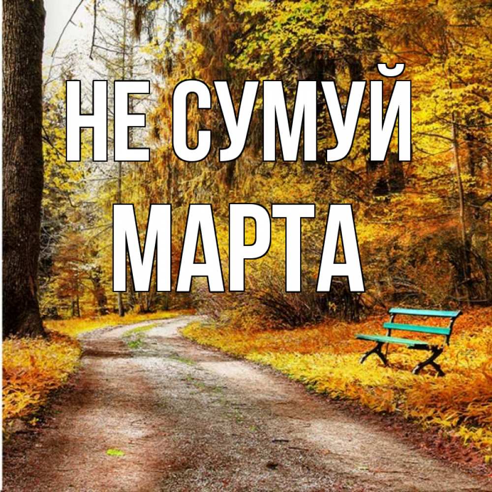 Открытка на каждый день з підписом, Марта Не сумуй зеленая лавочка Прикольна листівка з побажанням онлайн скачати безкоштовно 