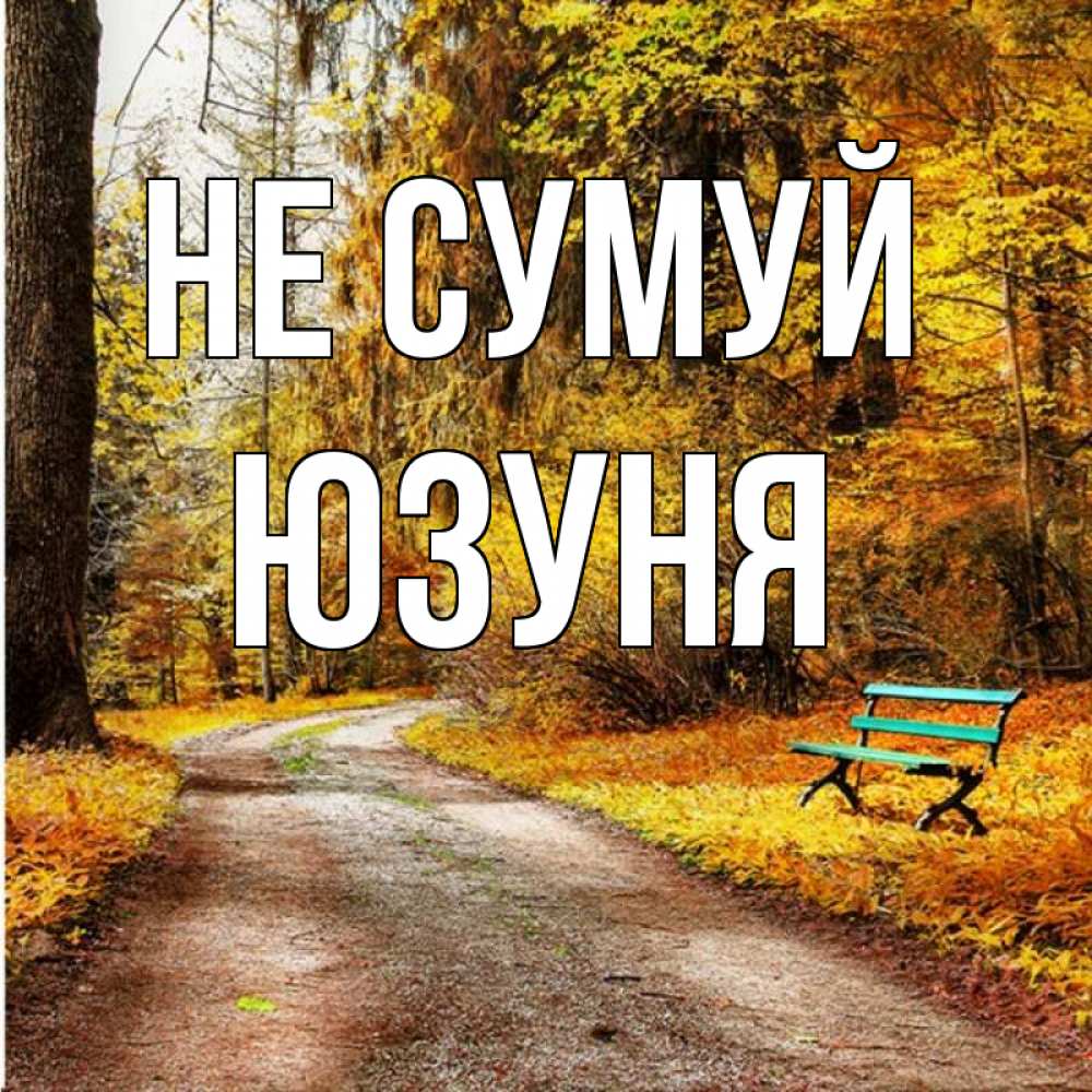 Открытка на каждый день з підписом, Юзуня Не сумуй зеленая лавочка Прикольна листівка з побажанням онлайн скачати безкоштовно 