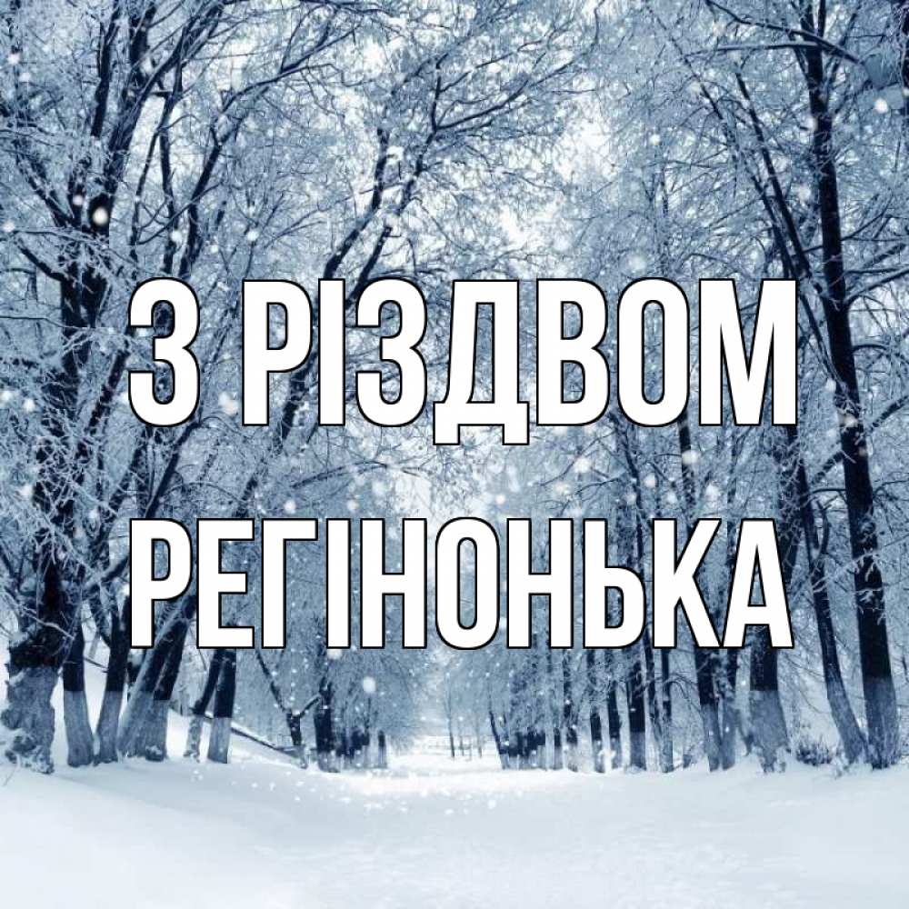 Открытка на каждый день з підписом, Регінонька З Різдвом снег, лес, парк Прикольна листівка з побажанням онлайн скачати безкоштовно 