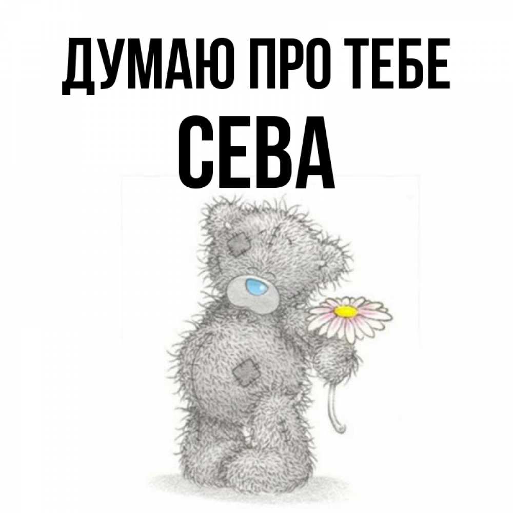 Открытка на каждый день з підписом, Сева Думаю про тебе мысли только о тебе Прикольна листівка з побажанням онлайн скачати безкоштовно 