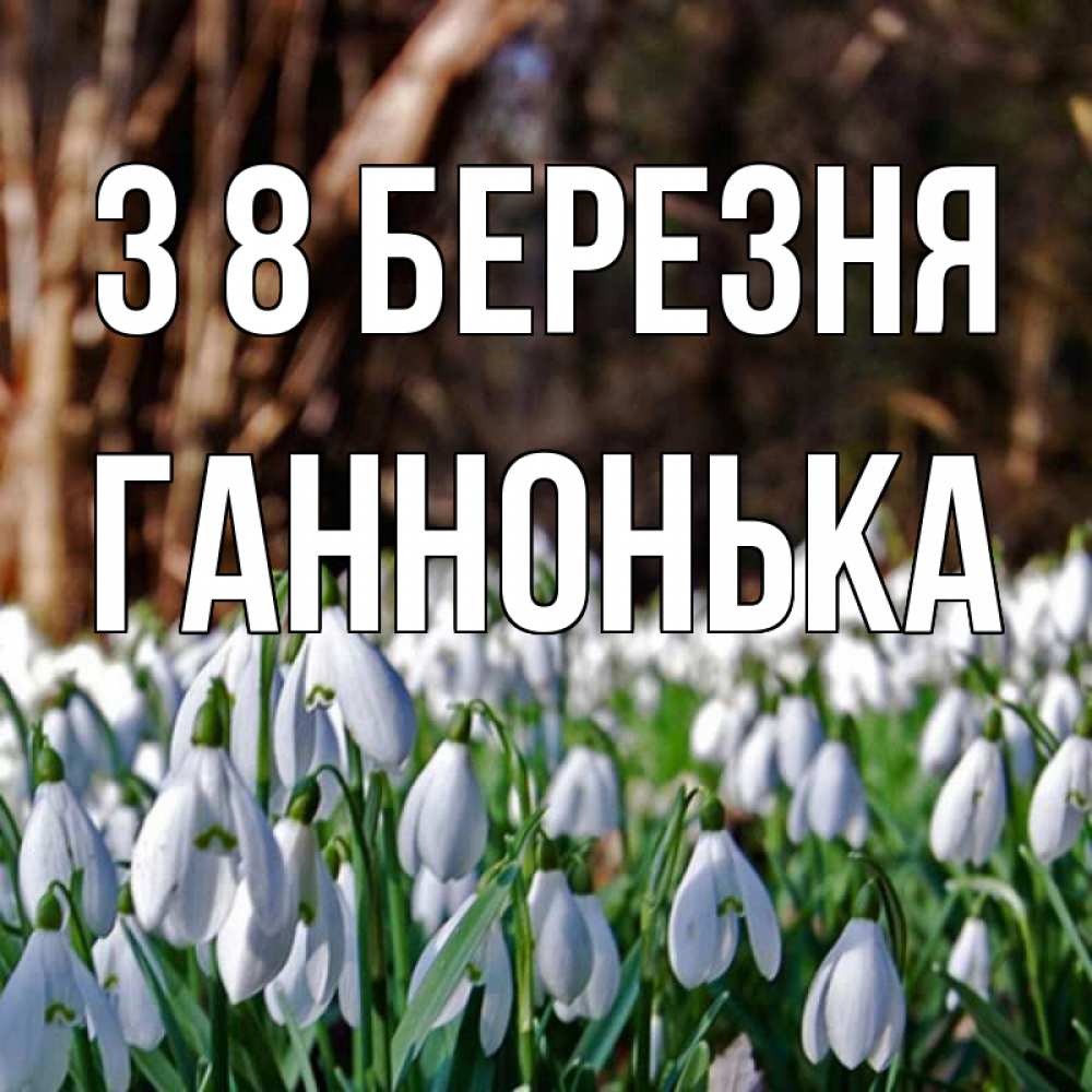 Открытка на каждый день з підписом, Ганнонька З 8 БЕРЕЗНЯ с подснежниками 1 Прикольна листівка з побажанням онлайн скачати безкоштовно 