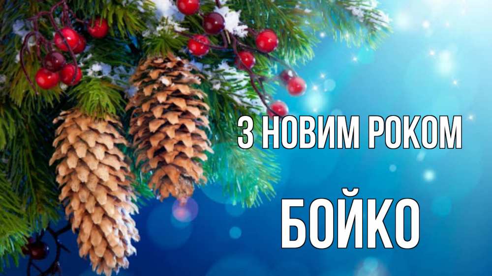 Открытка на каждый день з підписом, Бойко З новим роком Новый год, ель, шишки Прикольна листівка з побажанням онлайн скачати безкоштовно 