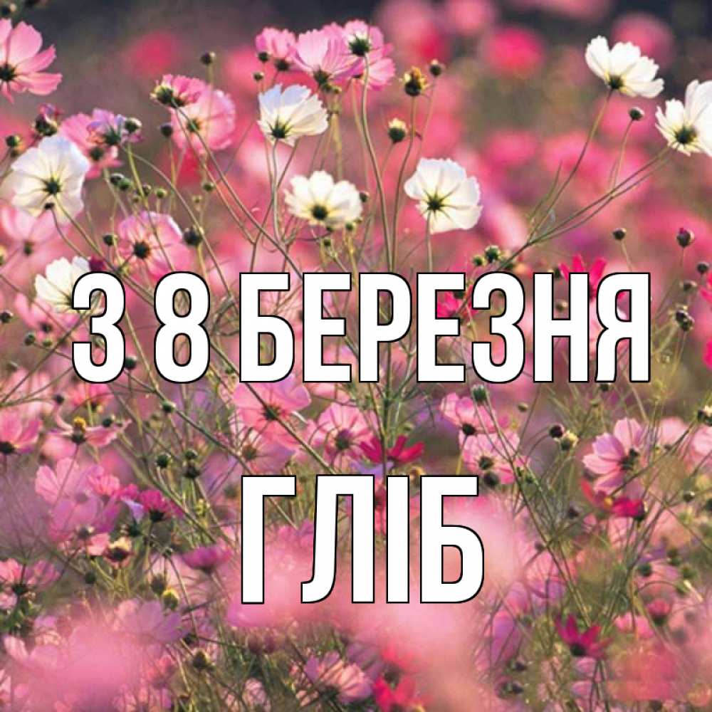 Открытка на каждый день з підписом, Гліб З 8 БЕРЕЗНЯ красиво 1 Прикольна листівка з побажанням онлайн скачати безкоштовно 