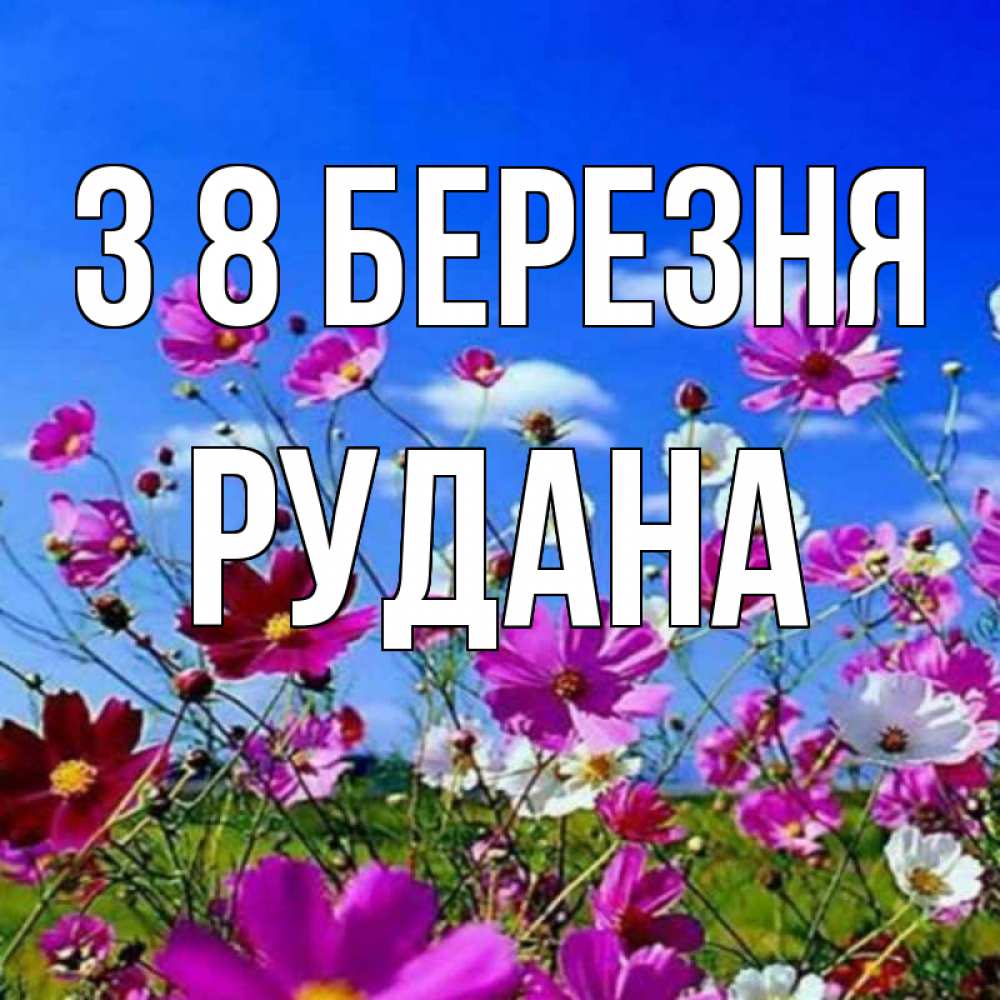 Открытка на каждый день з підписом, Рудана З 8 БЕРЕЗНЯ цветы Прикольна листівка з побажанням онлайн скачати безкоштовно 
