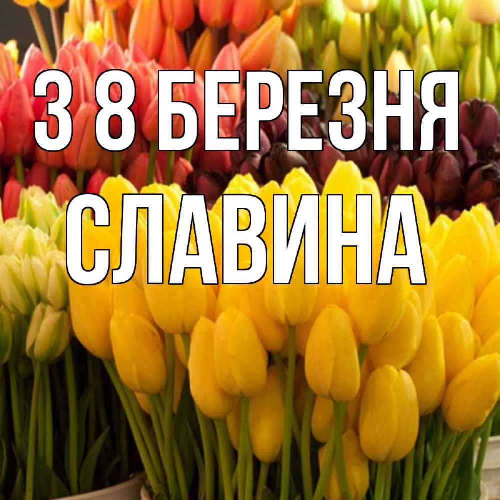 Открытка на каждый день з підписом, Славина З 8 БЕРЕЗНЯ цветы Прикольна листівка з побажанням онлайн скачати безкоштовно 