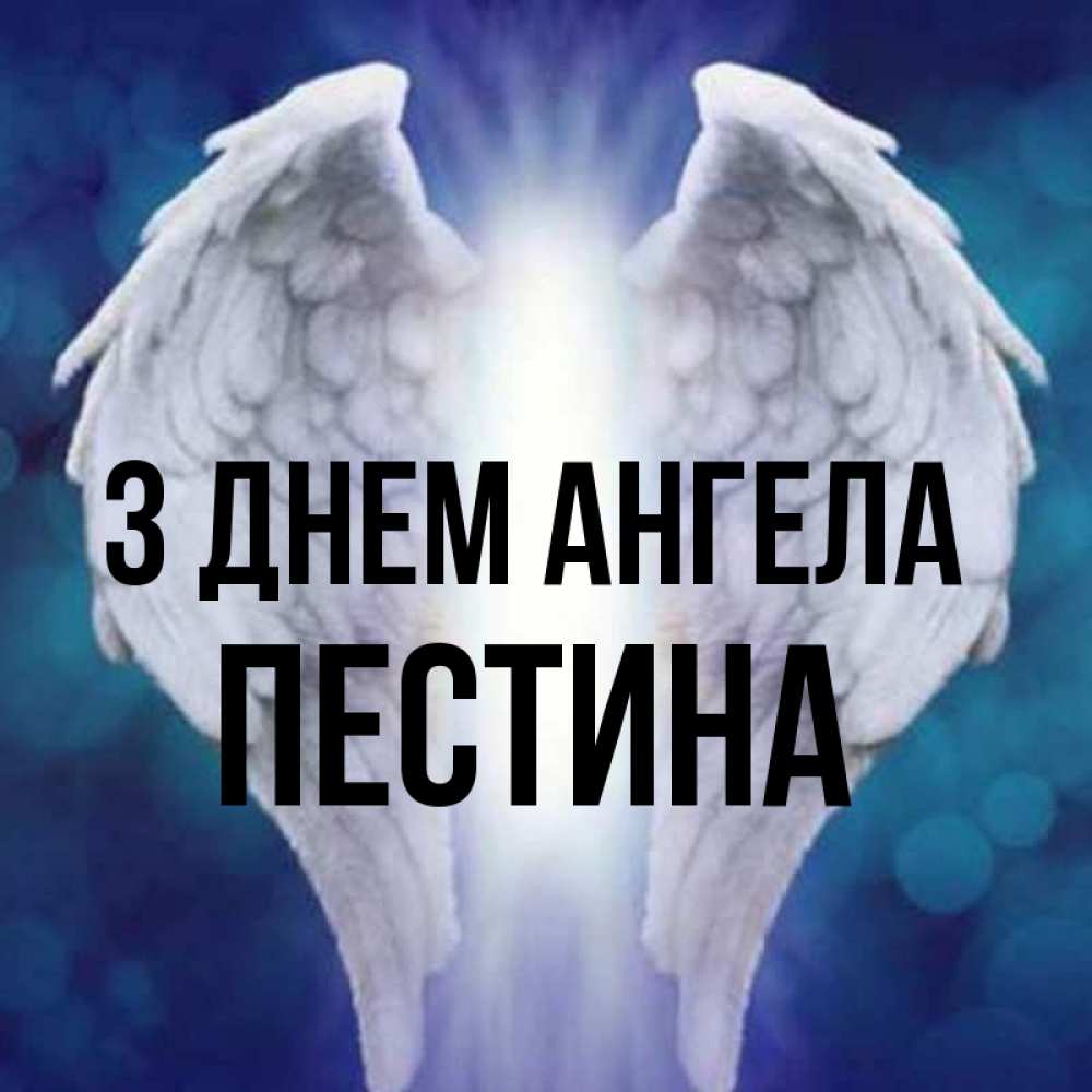 Открытка на каждый день з підписом, Пестина З Днем ангела синий фон и крылышки Прикольна листівка з побажанням онлайн скачати безкоштовно 