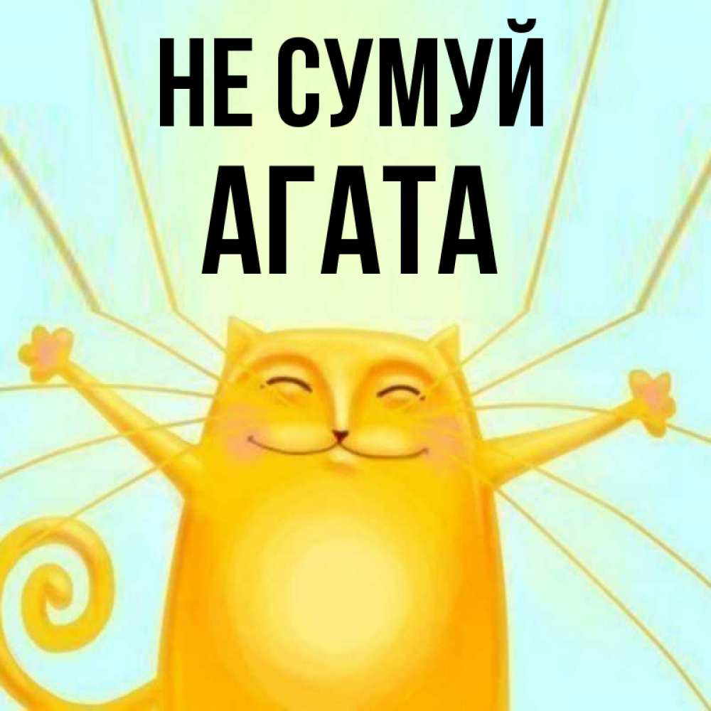 Открытка на каждый день з підписом, Агата Не сумуй обнимашки усатые Прикольна листівка з побажанням онлайн скачати безкоштовно 