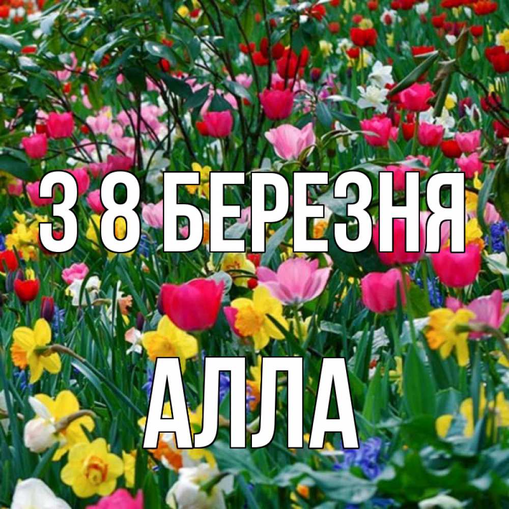 Открытка на каждый день з підписом, Алла З 8 БЕРЕЗНЯ с международным женским днем поздравления для женщины Прикольна листівка з побажанням онлайн скачати безкоштовно 