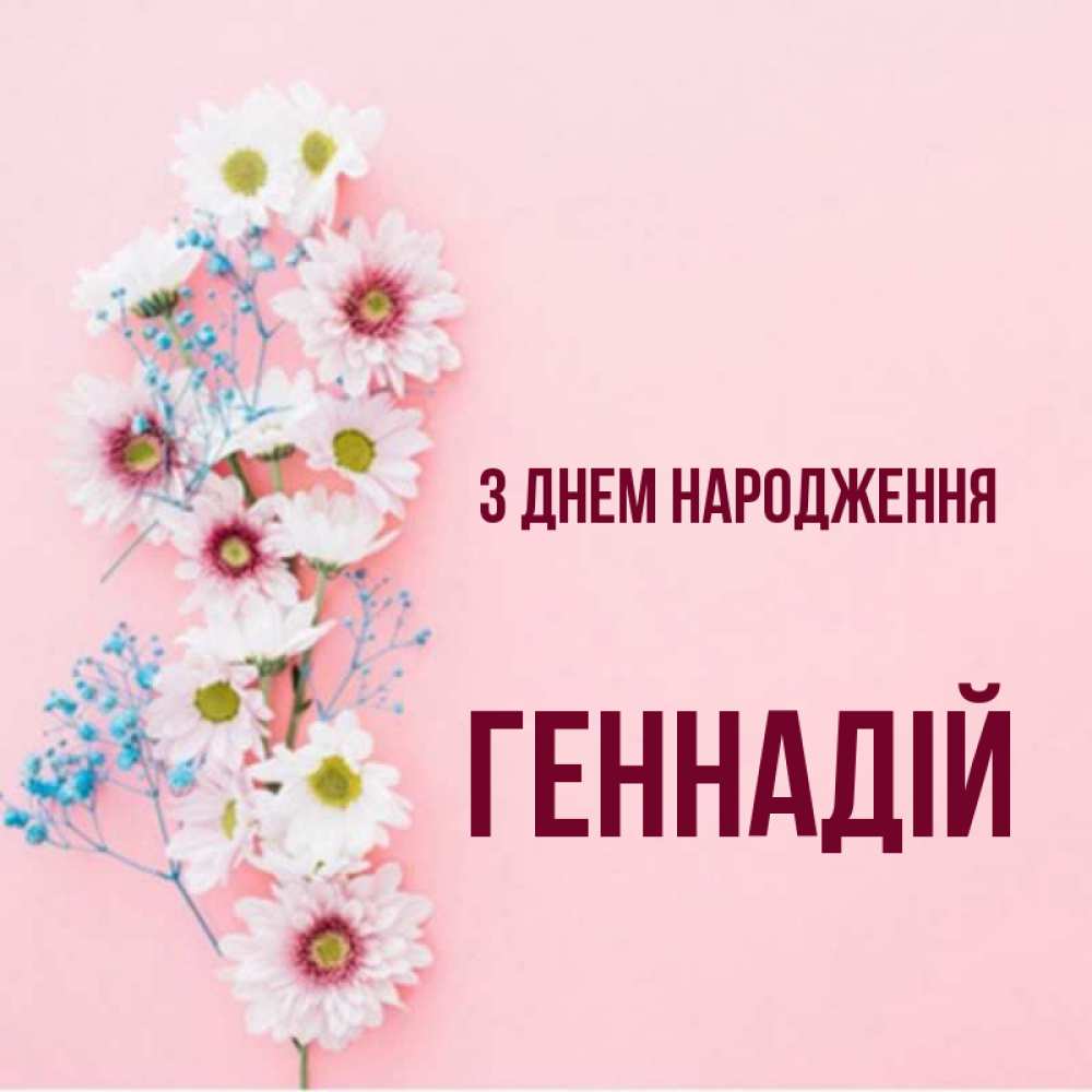 Открытка на каждый день з підписом, Геннадій З Днем народження Родная моя с днем рождения тебя картинка с цветами белыми и голубыми Прикольна листівка з побажанням онлайн скачати безкоштовно 