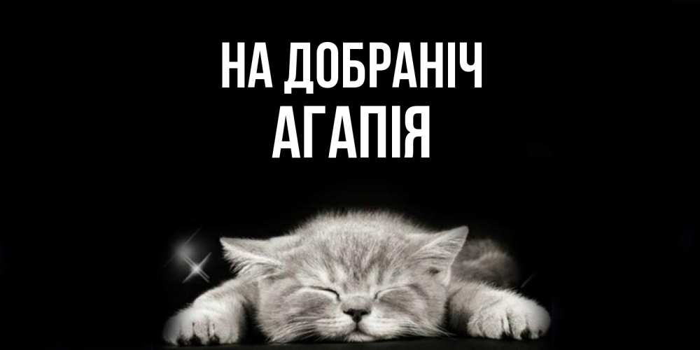 Открытка на каждый день з підписом, Агапія На добраніч спящий котик Прикольна листівка з побажанням онлайн скачати безкоштовно 
