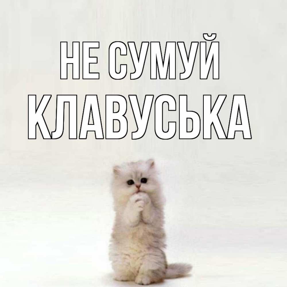 Открытка на каждый день з підписом, Клавуська Не сумуй грустный кот Прикольна листівка з побажанням онлайн скачати безкоштовно 
