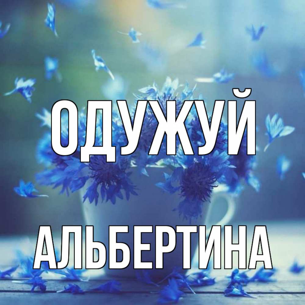Открытка на каждый день з підписом, Альбертина Одужуй кружка с зельем и цветами Прикольна листівка з побажанням онлайн скачати безкоштовно 