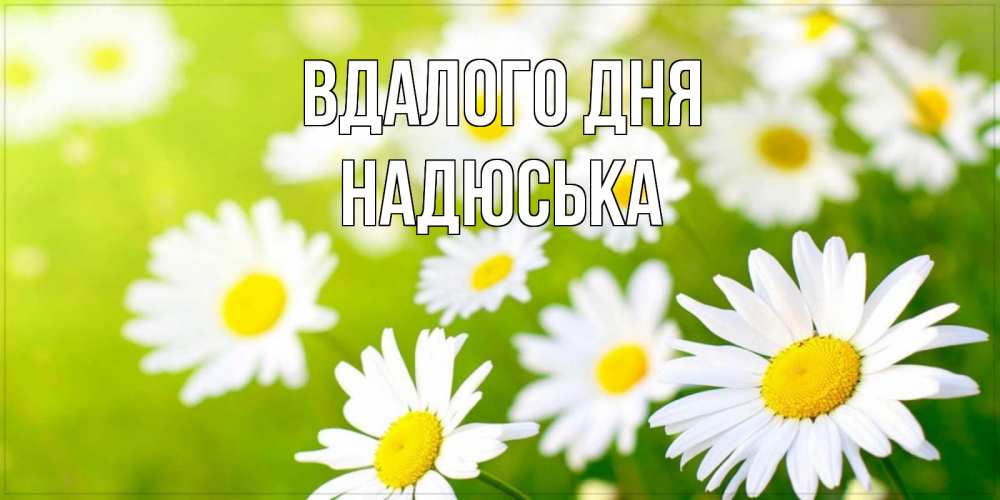 Открытка на каждый день з підписом, Надюська Вдалого дня открытка с ромашками на зеленом фоне Прикольна листівка з побажанням онлайн скачати безкоштовно 