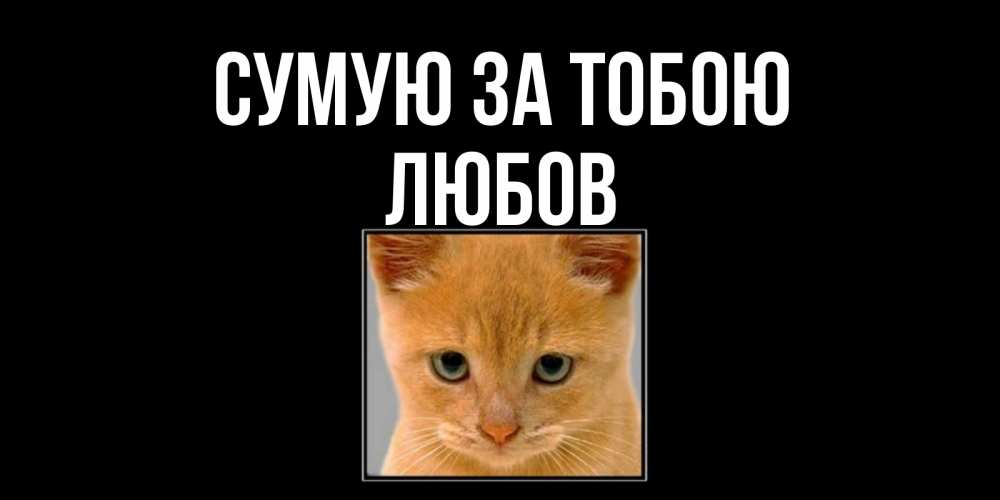 Открытка на каждый день з підписом, Любов Сумую за тобою открытки рыжий котенок скучает по тебе Прикольна листівка з побажанням онлайн скачати безкоштовно 