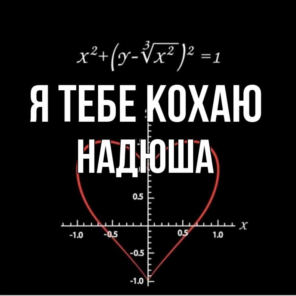 Открытка на каждый день з підписом, Надюша Я тебе кохаю сердечная формула Прикольна листівка з побажанням онлайн скачати безкоштовно 
