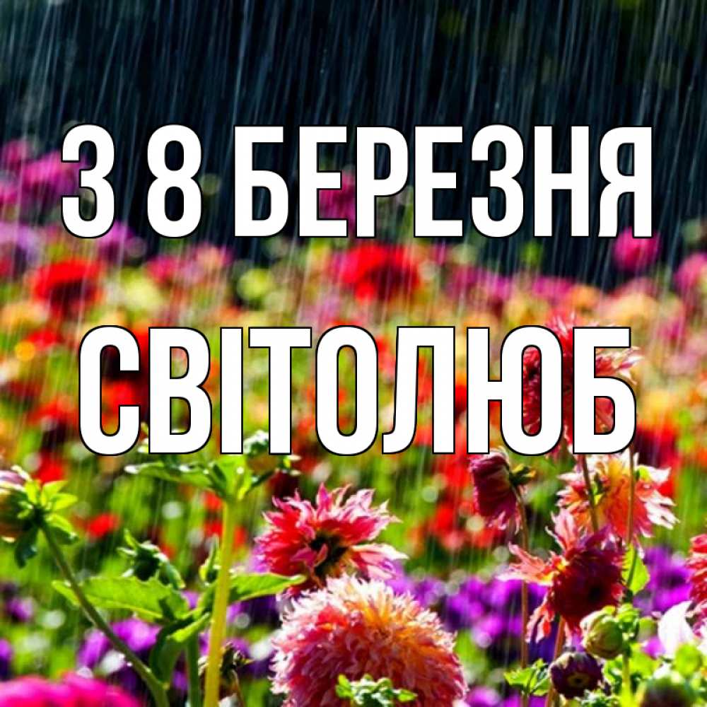 Открытка на каждый день з підписом, Світолюб З 8 БЕРЕЗНЯ цветы под дождиком к международному женскому дню Прикольна листівка з побажанням онлайн скачати безкоштовно 