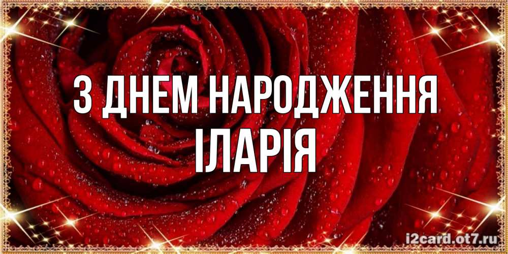 Открытка на каждый день з підписом, Іларія З Днем народження роса на розе блестящая в лучах солнца Прикольна листівка з побажанням онлайн скачати безкоштовно 