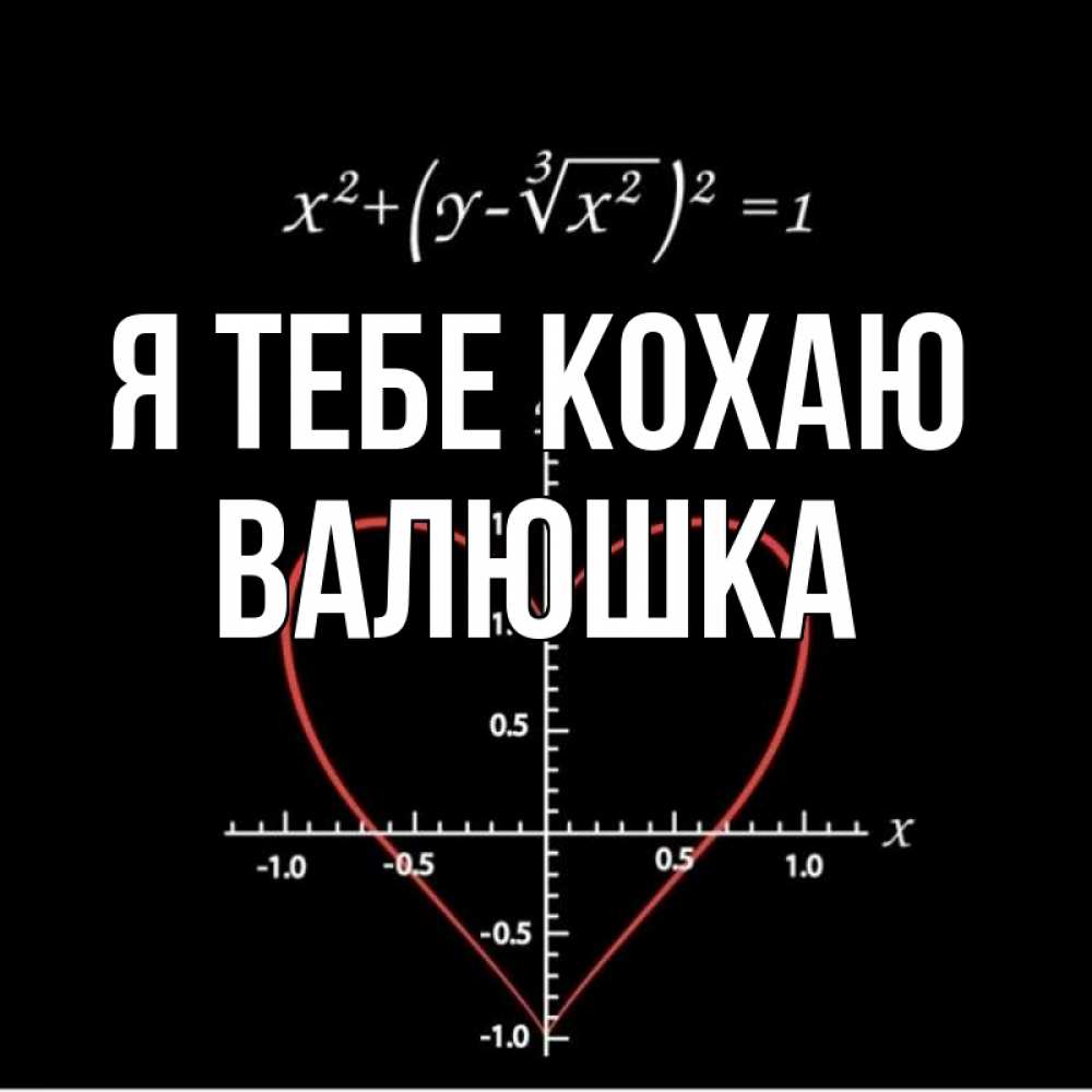 Открытка на каждый день з підписом, Валюшка Я тебе кохаю сердечная формула Прикольна листівка з побажанням онлайн скачати безкоштовно 