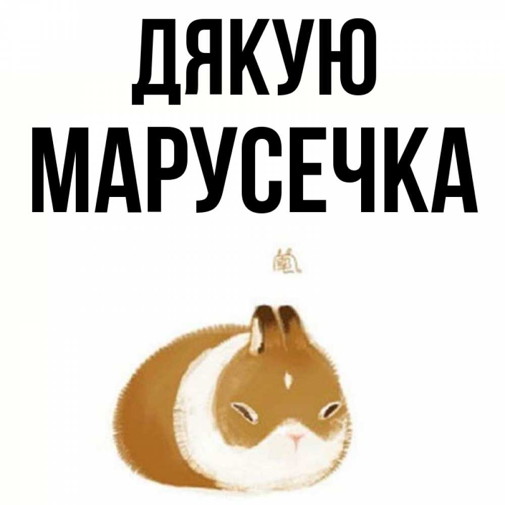 Открытка на каждый день з підписом, Марусечка Дякую коричнево белый домашний питомец Прикольна листівка з побажанням онлайн скачати безкоштовно 