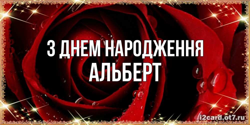 Открытка на каждый день з підписом, Альберт З Днем народження цветок в росе на день рождения Прикольна листівка з побажанням онлайн скачати безкоштовно 